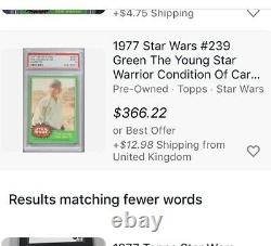 1977 Topps STAR WARS #239 Luke Skywalker Card Mint 9 Graded Rare