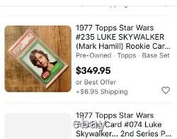 1977 Topps STAR WARS #239 Luke Skywalker Card Mint 9 Graded Rare