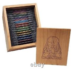 2005 Star Wars Celebration III Complete Badge Set Collectors Engraved Wooden Box