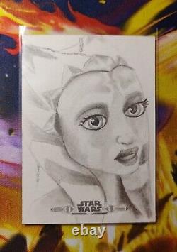 2021 Topps Star Wars Bounty Hunter AHSOKA TANO Sketch By Lindsey Greyling 1/1
