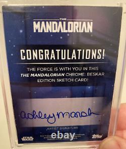 2022 Topps Star Wars Mandalorian Chrome Beskar Sketch Card. Ashley Marsh 1/1