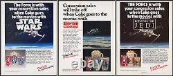 3 STAR WARS / COCA-COLA Original 1982-83 Theatre Trade ADs / ADVERTs cup promo