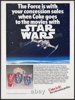 3 STAR WARS / COCA-COLA Original 1982-83 Theatre Trade ADs / ADVERTs cup promo