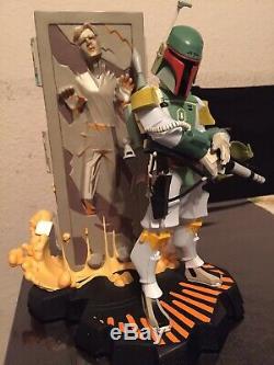 Boba Fett & Han Solo Star Wars Animated Gentle Giant Carbonite Statue Maquette