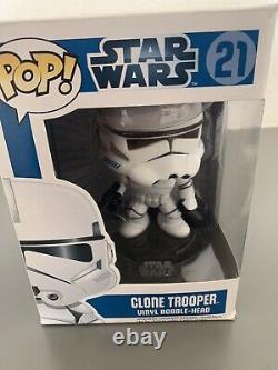 Funko Pop Star Wars Clone Trooper #21 Blue Box VAULTED Retired Rare Exclusive
