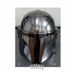 LARP Steel Mandalorian Helmet with Liner and Chin Strap Star Wars Movie Helmet