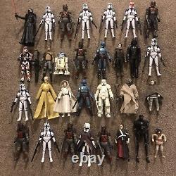 Lot of 30 Star Wars Action Figures Mostly Hasbro Vintage Collection
