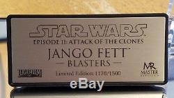 Master-Replicas-Star-Wars-Jango-Fett-Blaster-Limited-Edition with Display Case