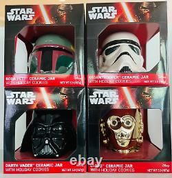 Rare Star Wars set C3PO Darth Vader Boba Fett Storm Trooper Ceramic Cookie Jars