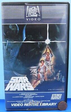 Star Wars ANH VIDEO RENTAL Cassette Tape VCR Library'82 vtg Movie BOX Serial #s