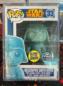 Star Wars FUNKO POP! #33 Holographic Darth Vader Vinyl Bobble Head GITD