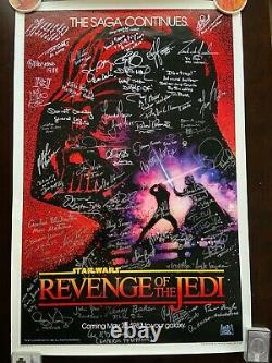 Star Wars Revenge of the Jedi Original Poster Signed by 50 Beckett BAS