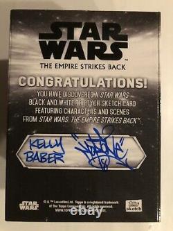 Topps Star Wars Empire Strikes Back BlackWhite TRIPTYCH SKETCH SOLO in CARBONITE