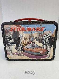 Vintage 1977 Star Wars Metal Lunch Box Thermos Lunchbox